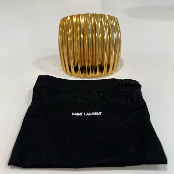 Saint Laurent Geometric Oversize Groove Cuff - Picture 3 of 10